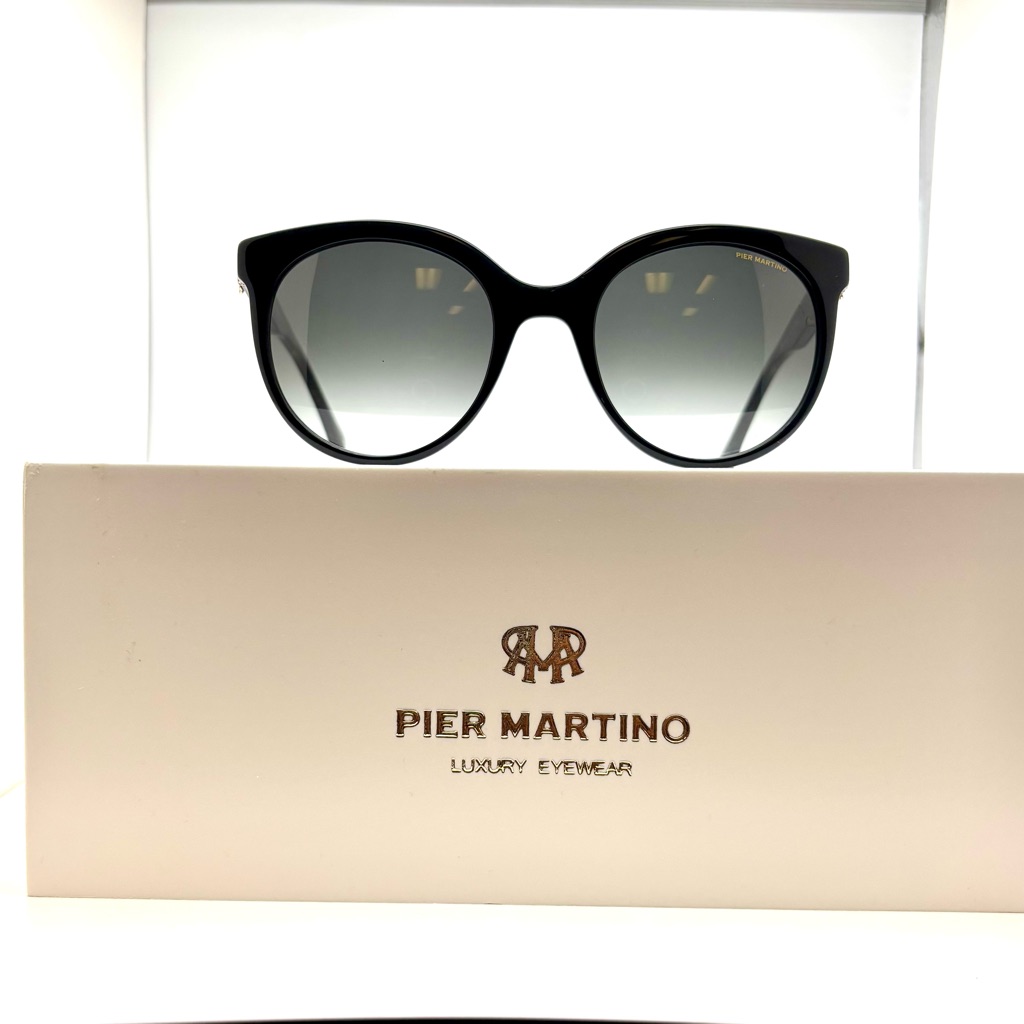 Pier Martino Black Acetate Sunglasses Hand-Set Bohemian Crystal & Enamel Flowers